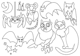 Nocturnal animals black and white vector