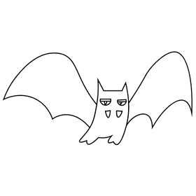 Nocturnal bat black and white clipart