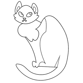 Nocturnal cat black and white clipart