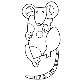 Nocturnal mouse black and white clipart