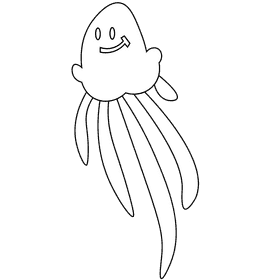 Ocean jellyfish happy black and white clipart