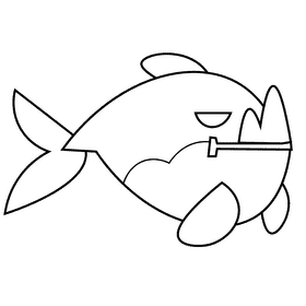 Ocean piranha black and white clipart