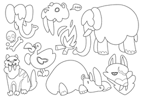 Prehistoric animals black and white vector