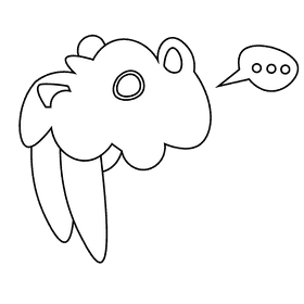 Prehistoric big tooth black and white clipart