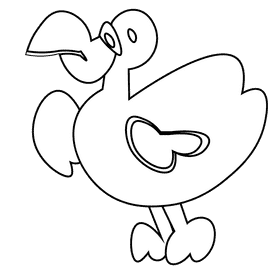 Prehistoric dodo bird black and white clipart