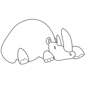 Prehistoric rhino black and white clipart