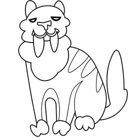 Prehistoric tiger black and white clipart