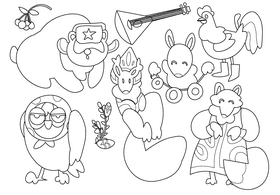 Russia animals black and white vector