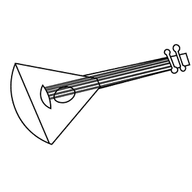 Russia balalaika black and white clipart