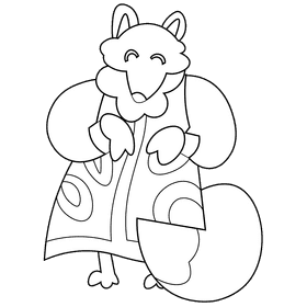 Russia fox black and white clipart
