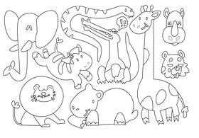Safari animals black and white vector