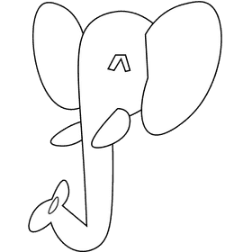 Safari elephant black and white clipart