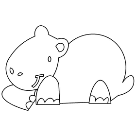 Safari hippo black and white clipart
