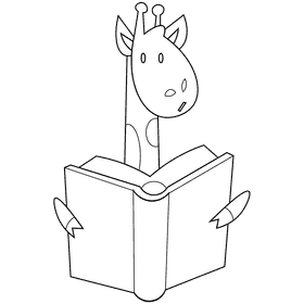 School giraffe black and white clipart