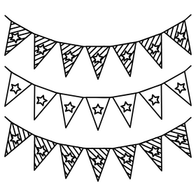 US Independence Day banner flags black and white clipart