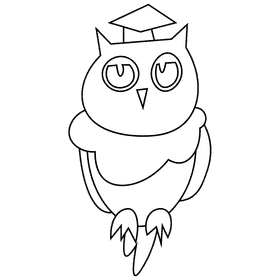 School owl black and white clipart