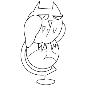 School owl globe black and white clipart
