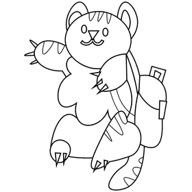 School tiger black and white clipart