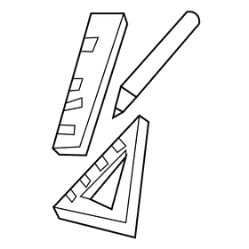 School tools black and white clipart