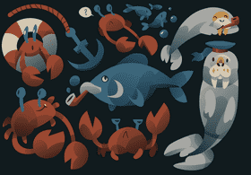 Sea animals vector