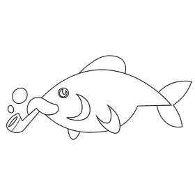 Sea fish big black and white clipart