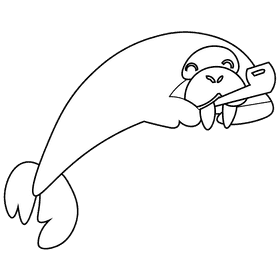 Sea walrus black and white clipart