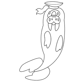 Sea walrus captain black and white clipart