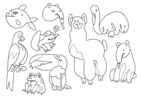 South america animals black and white vector