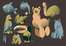 South america animals vector