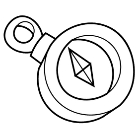 Travel compass black and white clipart
