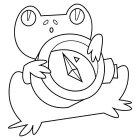 Travel frog compass black and white clipart
