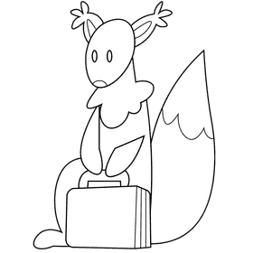 Travel squirrel black and white clipart