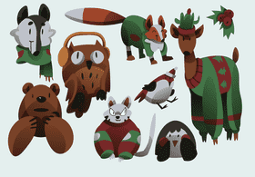 Winter animals vector