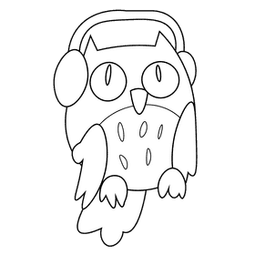 Winter owl black and white clipart