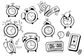 Alarm clock black and white vector