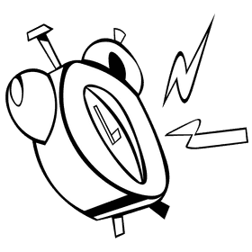 Alarm clock alarm black and white clipart