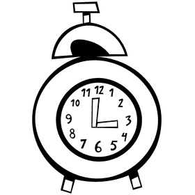 Alarm clock figures black and white clipart