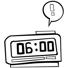 Alarm clock new black and white clipart