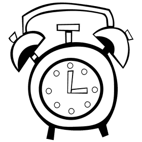 Alarm clock old black and white clipart