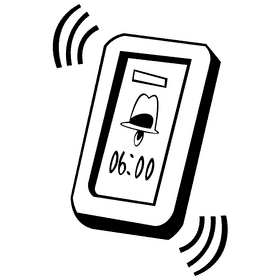 Alarm clock telephone black and white clipart