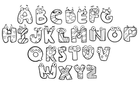 Alphabet black and white vector