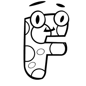 Alphabet letter f black and white clipart