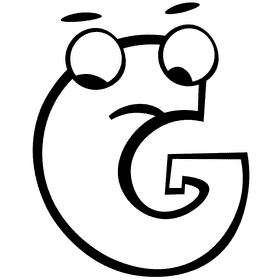 Alphabet letter g black and white clipart
