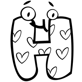 Alphabet letter h black and white clipart
