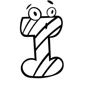 Alphabet letter i black and white clipart