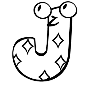 Alphabet letter j black and white clipart