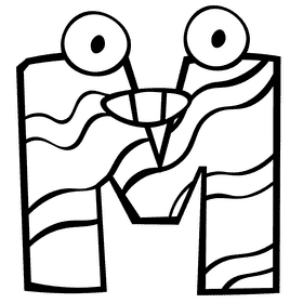 Alphabet letter m black and white clipart