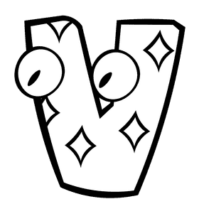 Alphabet letter v black and white clipart