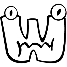 Alphabet letter w black and white clipart