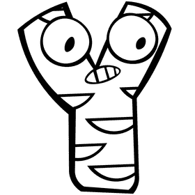 Alphabet letter y black and white clipart